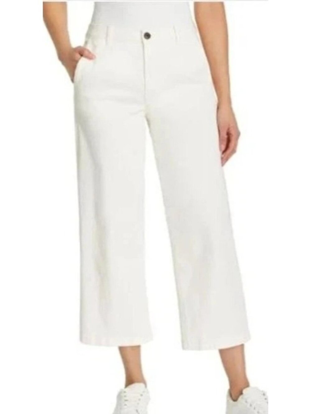 NWT Ella Moss Women's 10 Ivory Wide Leg Crop Pants Cotton Blend